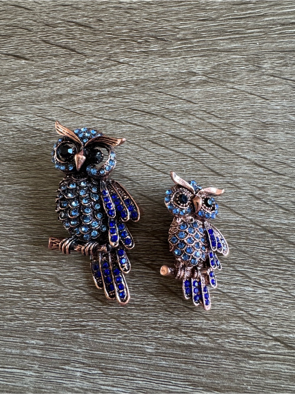 2 - Crystal Owl Brooches